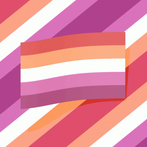 A Pink And Orange Striped Background With A Flag On It GIF