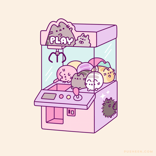 A Pink And Purple Claw Machine With The Word Play On It GIF