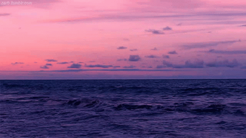 A Pink And Purple Sunset Over The Ocean With A Tumblr.com Link GIF