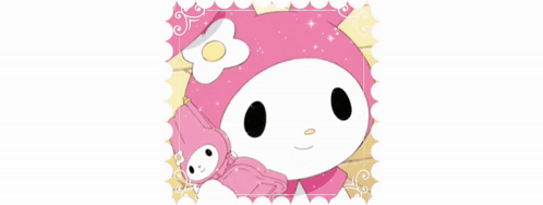 A Pink And White Cartoon Character With A Flower On Her Head GIF