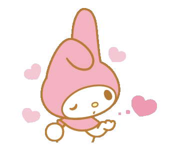 A Pink And White Cartoon Character With Hearts Around Her GIF