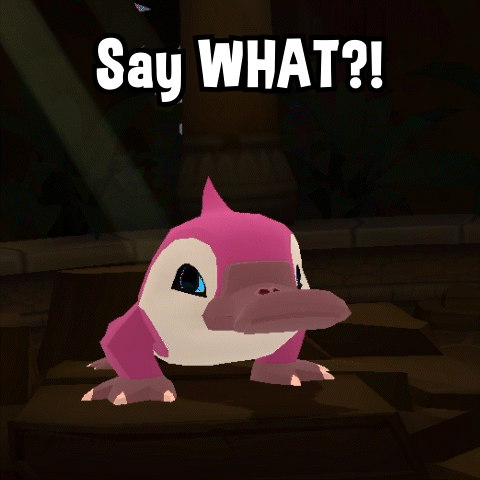 A Pink And White Duck With The Words Say What Written Above It GIF