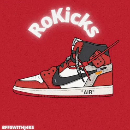 A Pink And White Nike Shoe With Rokicks Written On It GIF