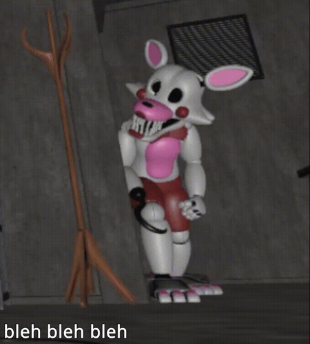 A Pink And White Stuffed Animal With The Words Bleh Bleh Bleh Behind It GIF