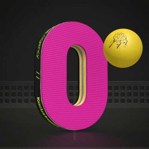 A Pink And Yellow Number 0 With A Yellow Ball Behind It GIF