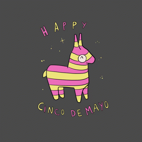 A Pink And Yellow Pinata With The Words Happy Cinco De Mayo Written Below It GIF