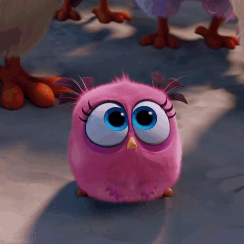 Pink Angry Bird Standing With Open Beak GIF