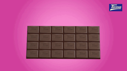 A Pink Background With A Bar Of Tirma Chocolate In The Foreground GIF