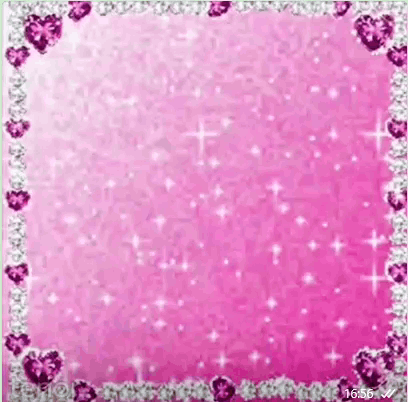 A Pink Background With A Border Of Hearts And Stars GIF