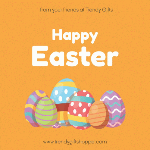 A Pink Background With A Bunch Of Colorful Easter Eggs And The Words Happy Easter GIF