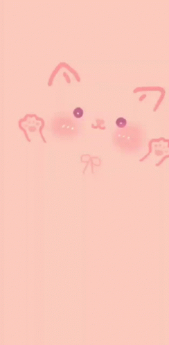 A Pink Background With A Cat 'S Face And A Bow . GIF