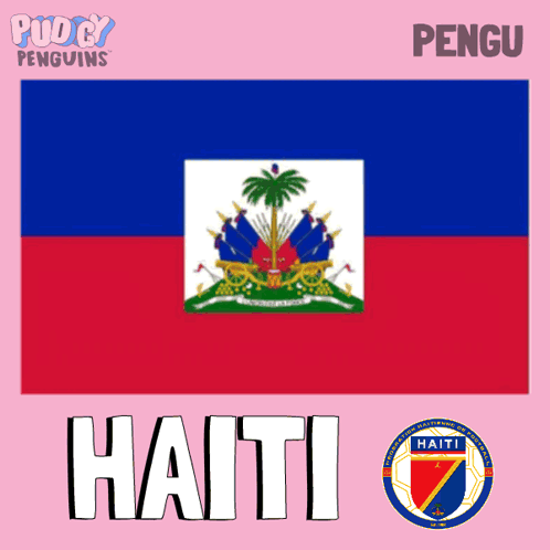 A Pink Background With A Flag And The Word Haiti GIF