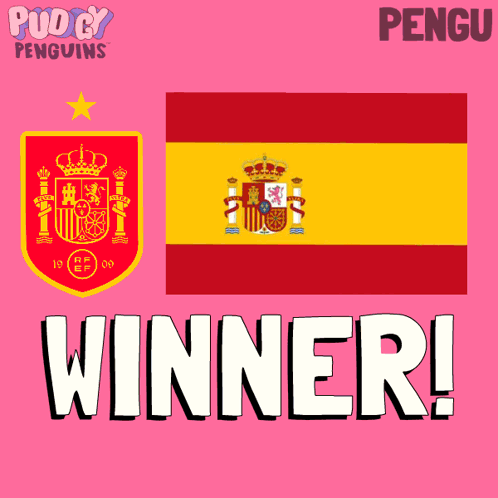 A Pink Background With A Flag And The Word Winner GIF