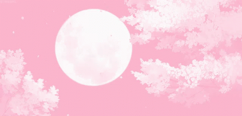 A Pink Background With A Full Moon And Pink Trees GIF
