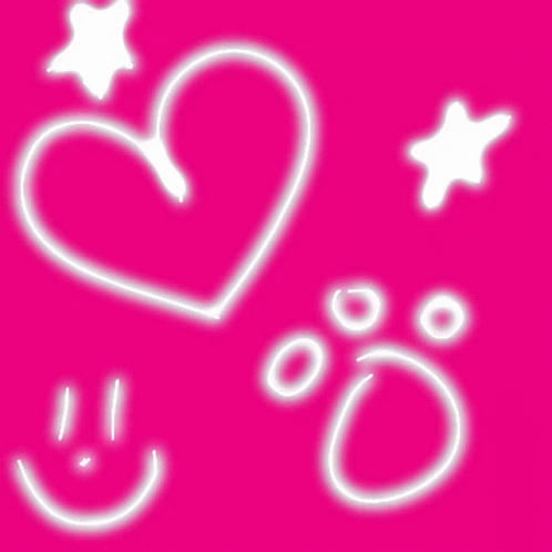 A Pink Background With A Glowing Heart And A Smiley Face GIF
