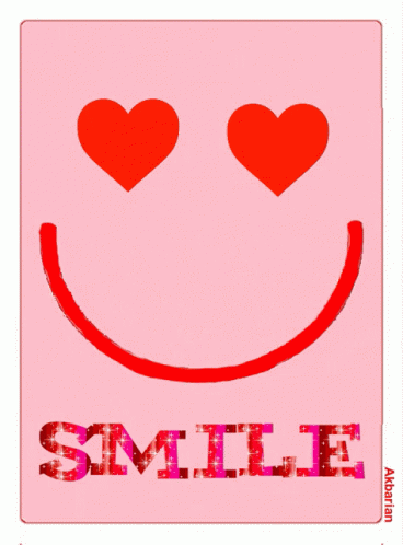 A Pink Background With A Red Smiley Face And The Word Smile GIF