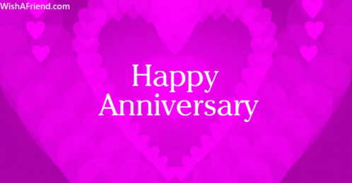 a pink background with hearts and the words " happy anniversary "