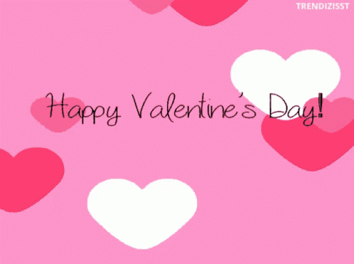 A Pink Background With Red And White Hearts And The Words Happy Valentine 'S Day GIF