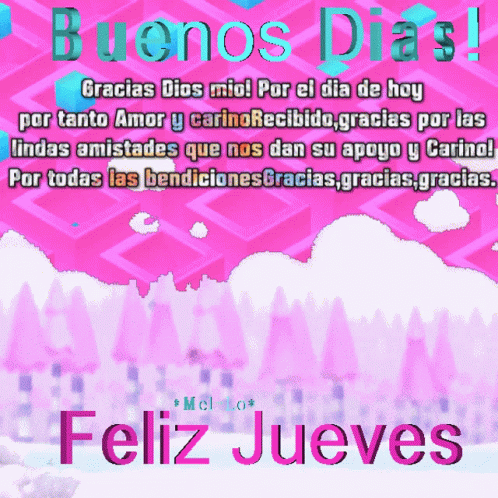 A Pink Background With The Words Buenos Dias On It GIF
