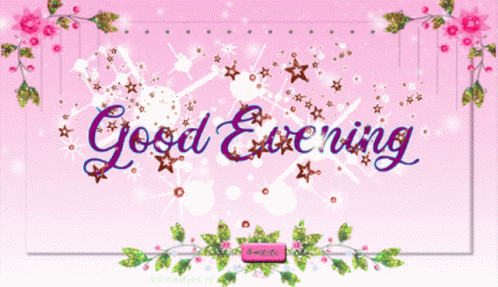 A Pink Background With The Words Good Evening GIF