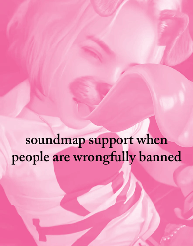 A Pink Background With The Words Soundmap Support When People Are Wrongfully Banned In White GIF