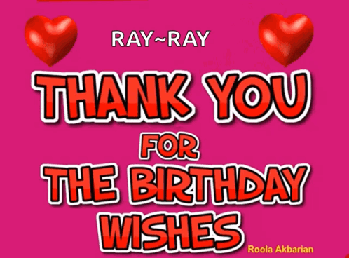 A Pink Background With The Words Thank You For The Birthday Wishes On It GIF