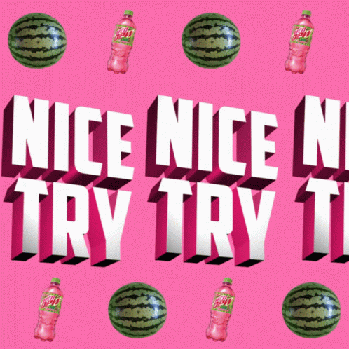 A Pink Background With Watermelons And A Mountain Dew Bottle GIF