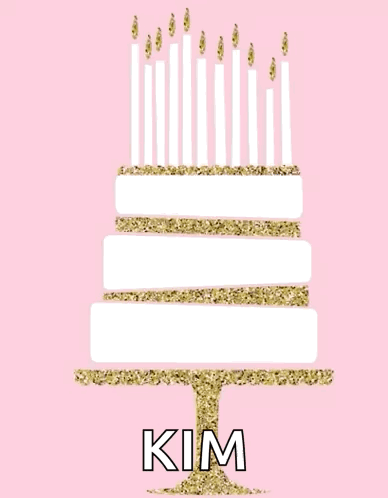 A Pink Birthday Card With A Cake And Candles That Says Happy Birthday To You Kim GIF
