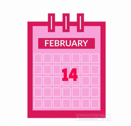 Pink Calendar Showing February 14 GIF