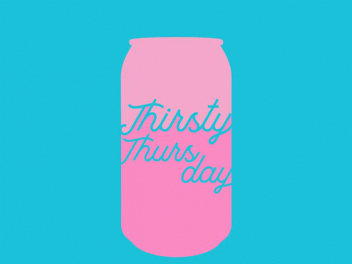 a pink can that says " thirsty thursday " on it