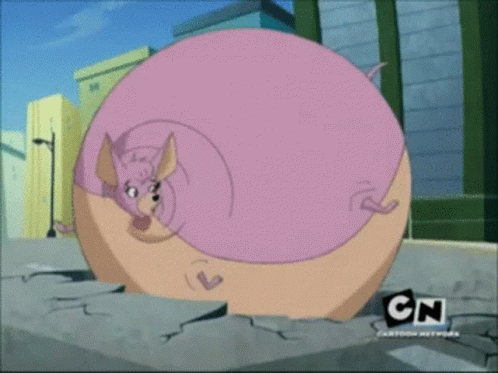 A Pink Cartoon Character With A Cn Logo On The Bottom Right GIF
