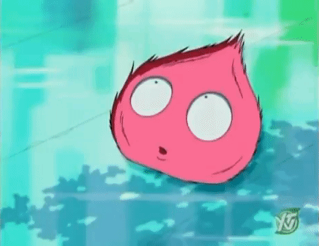 A Pink Cartoon Character With Tears Running Down Its Face Is Crying . GIF