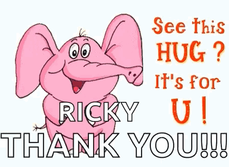 A Pink Cartoon Elephant Is Giving A Hug And Saying `` See This Hug ? It 'S For U ! '' GIF
