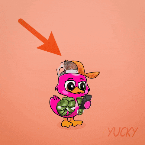 A Pink Duck Is Holding A Cell Phone With The Words Ngmi Written On It GIF