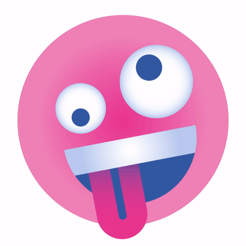 A Pink Face With Big Eyes And A Tongue Sticking Out GIF