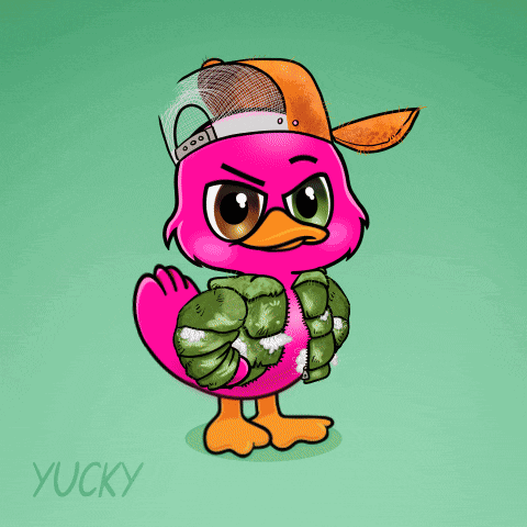 A Pink Flamingo Holding A Baseball Bat With The Words I 'M Warning Written Above It GIF