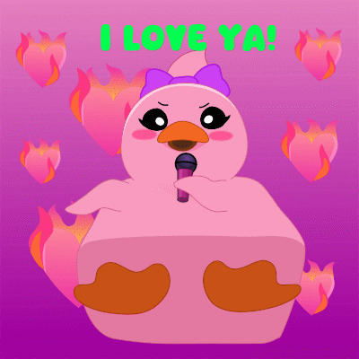 A Pink Flamingo Singing Into A Microphone With The Words I Love Ya GIF