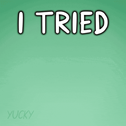 A Pink Flamingo Wearing A Hat And A Jacket With The Words " I Tried " Above It GIF