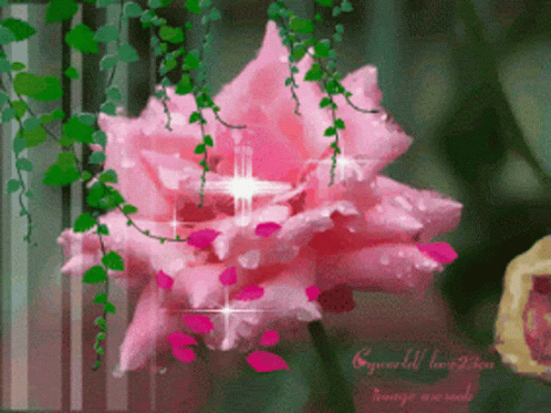 A Pink Flower With The Words Eyeworld Love You On The Bottom Right GIF