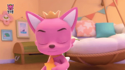 A Pink Fox With A Crown On Its Head GIF