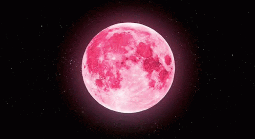 A Pink Full Moon Is Surrounded By Pink Blocks GIF