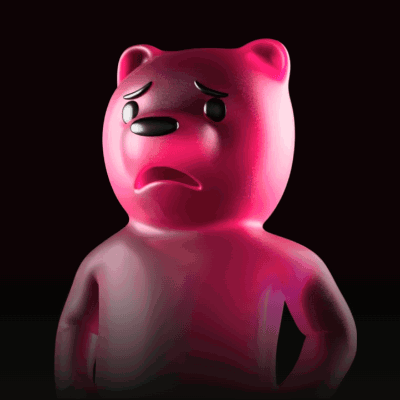 A Pink Gummy Bear With A Sad Face And The Word Ummm On It GIF