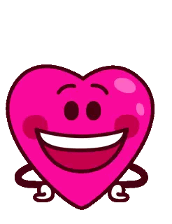 a pink heart with arms and legs and a big smile on its face