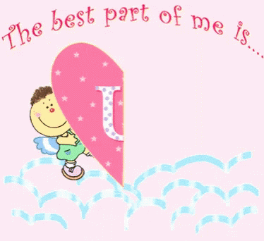 A Pink Heart With The Letter U In The Middle GIF