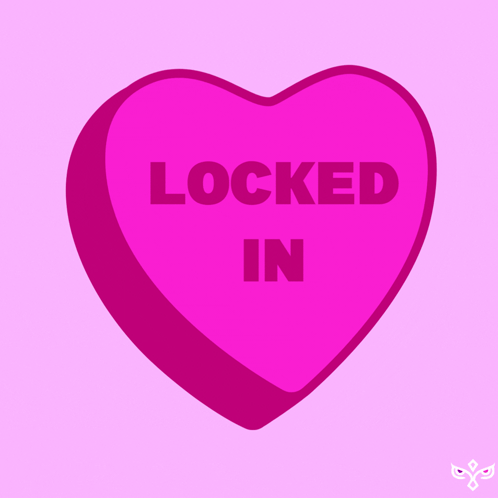 A Pink Heart With The Word Locked In On It GIF