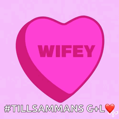 A Pink Heart With The Word Wifey Printed On It GIF