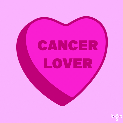 A Pink Heart With The Words Cancer Lover Written On It GIF
