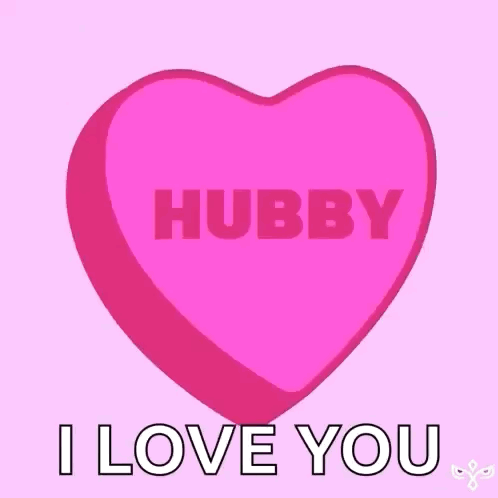 a pink heart with the words hubby written on it