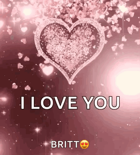 A Pink Heart With The Words I Love You Britt On It GIF