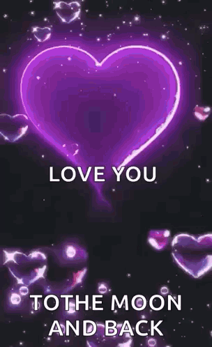 A Pink Heart With The Words `` Love You To The Moon And Back '' GIF